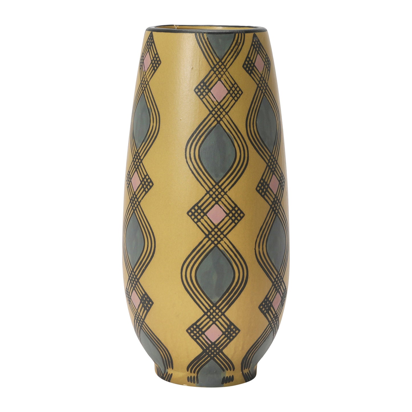 Hand-Painted Stoneware Vase w/ Pattern