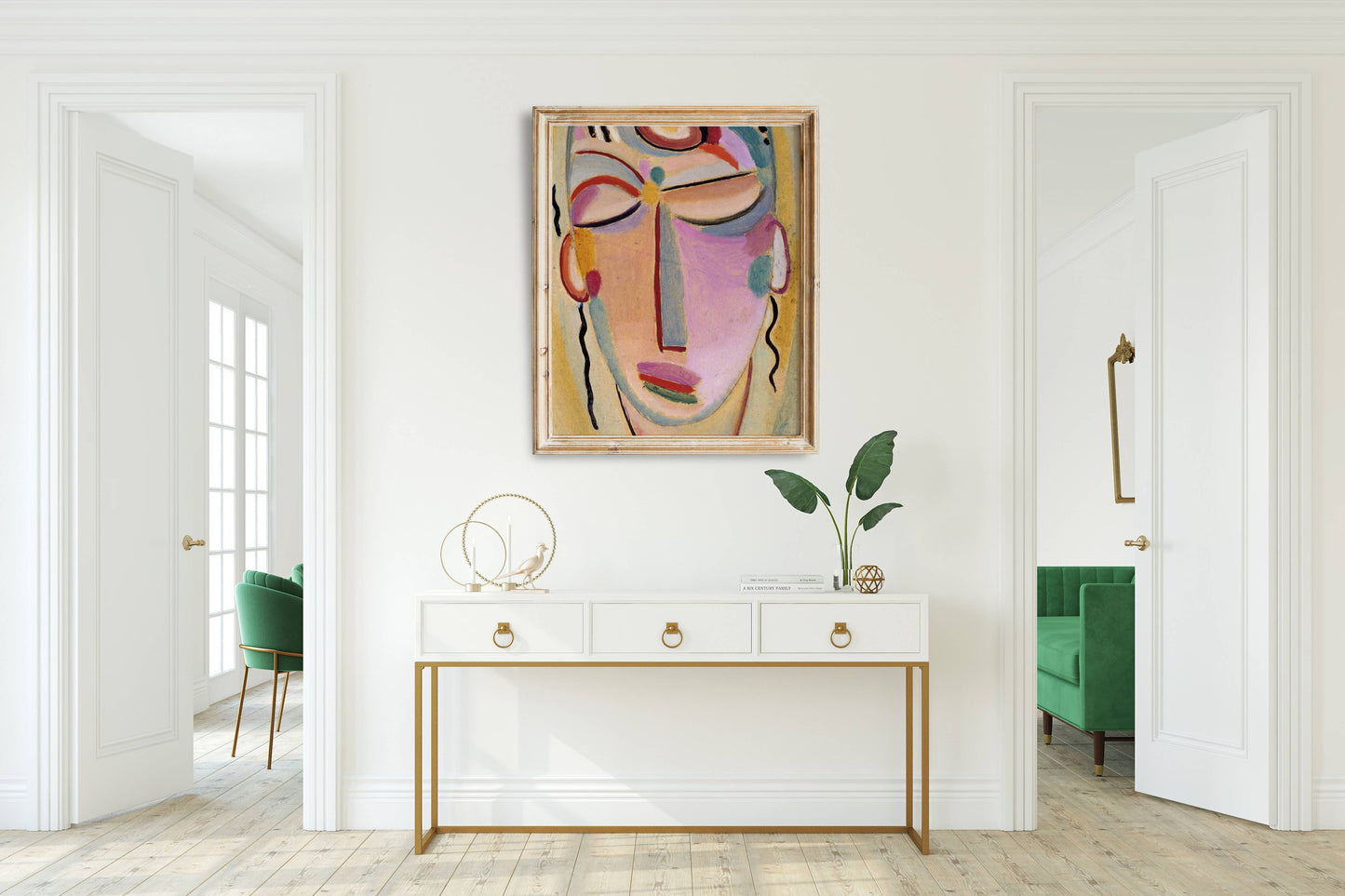 Vintage Abstract Portrait Art Print | Yoga Wall Art: 5x7 inch