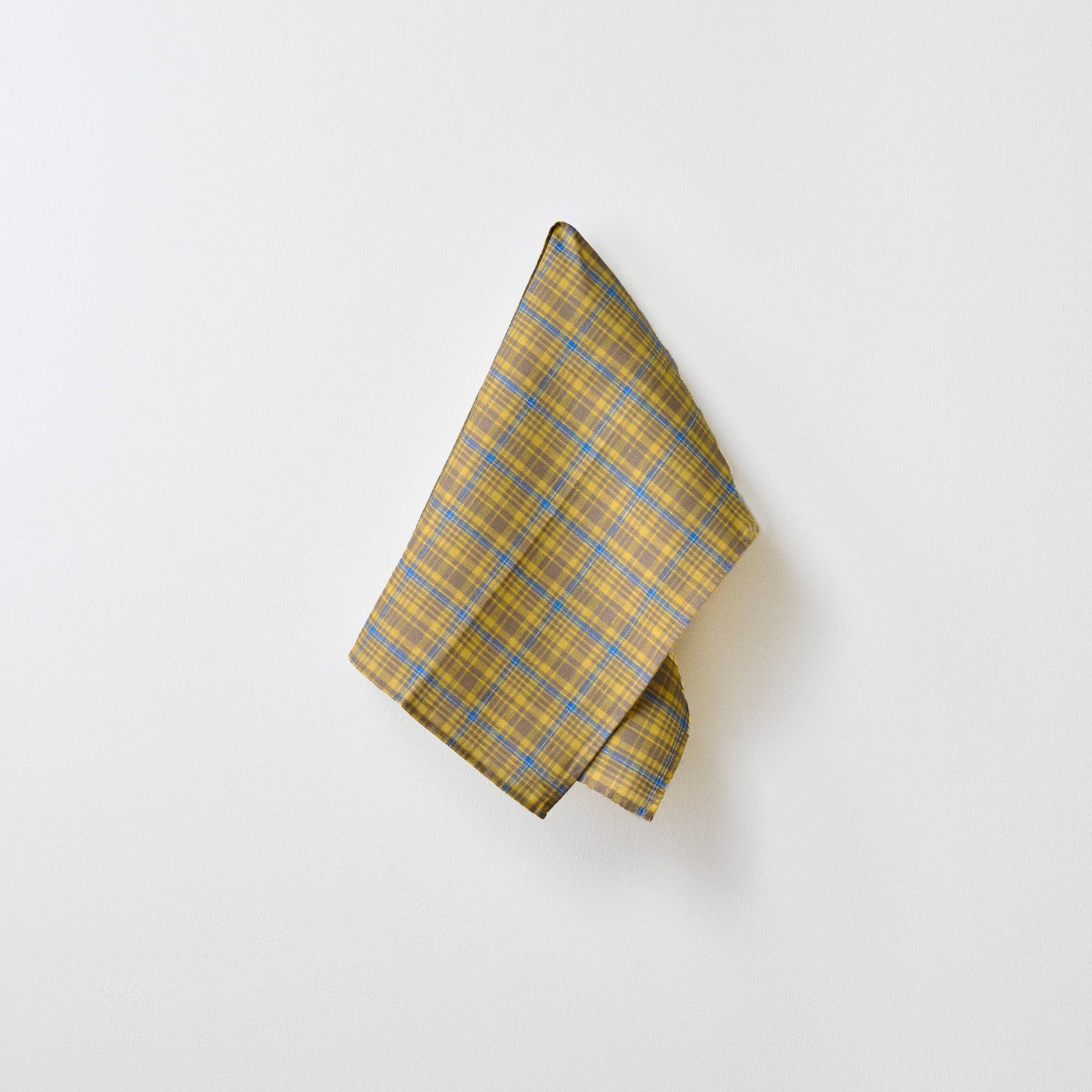 Linen Kitchen Cloth -- Yellow and Blue Tartan
