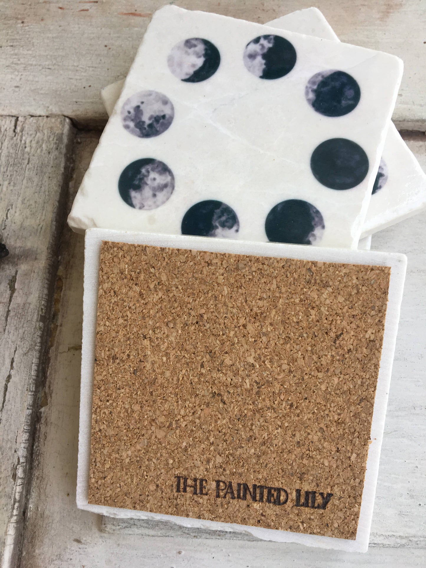 Moon Phases stone coasters - Set of 4