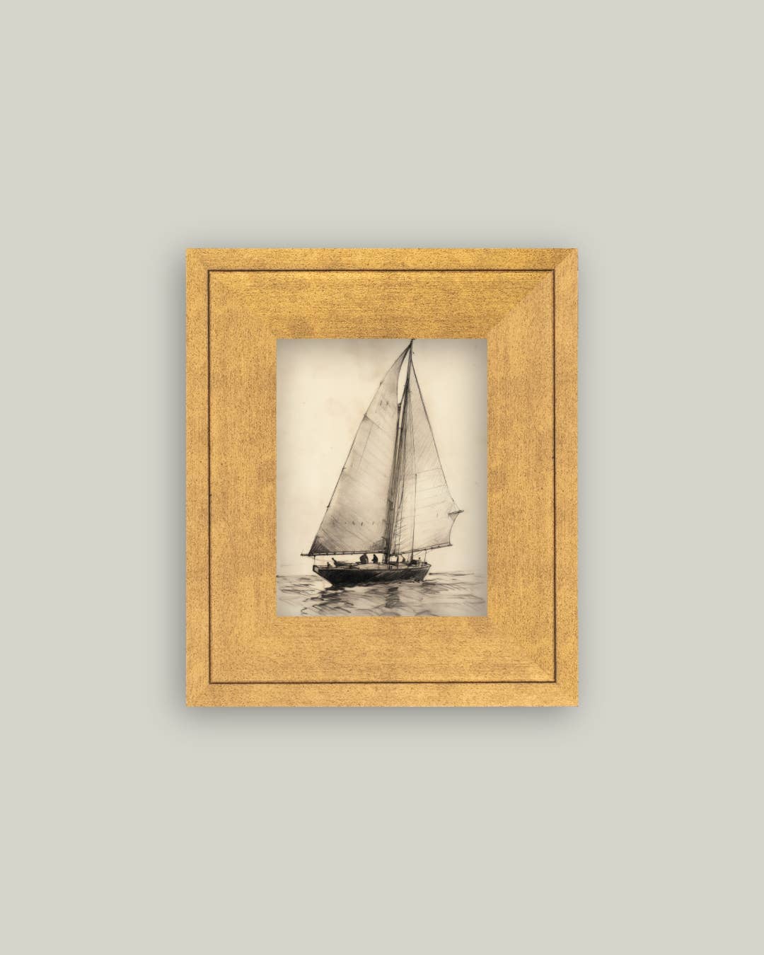 Vintage Sailboat Framed Antique Art: 14x18