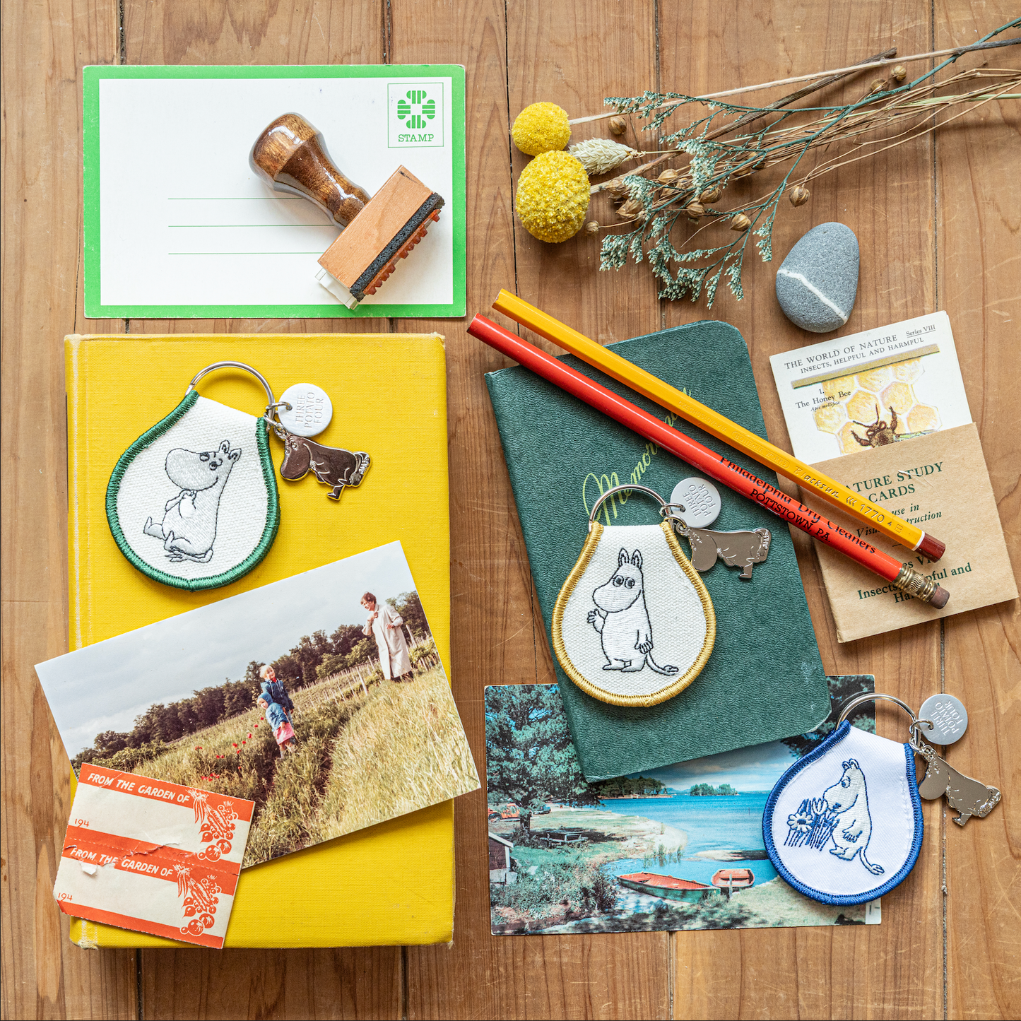 3P4 x Moomin® - Moomintroll Sitting Patch Keychain + Charm