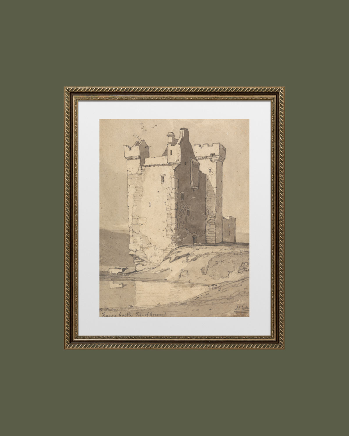 Castle Sketch Antique Art Print