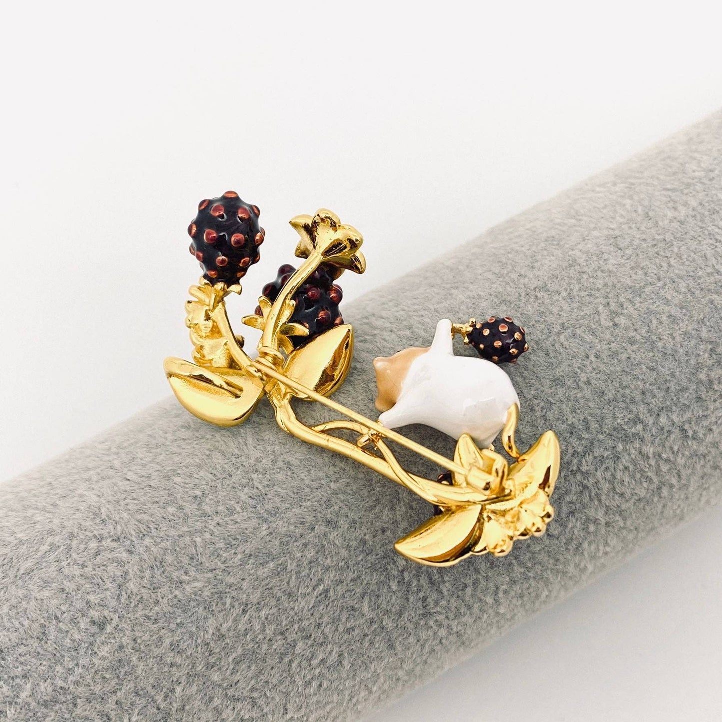 The Chipmunk Picking Raspberries - Enamel Brooch