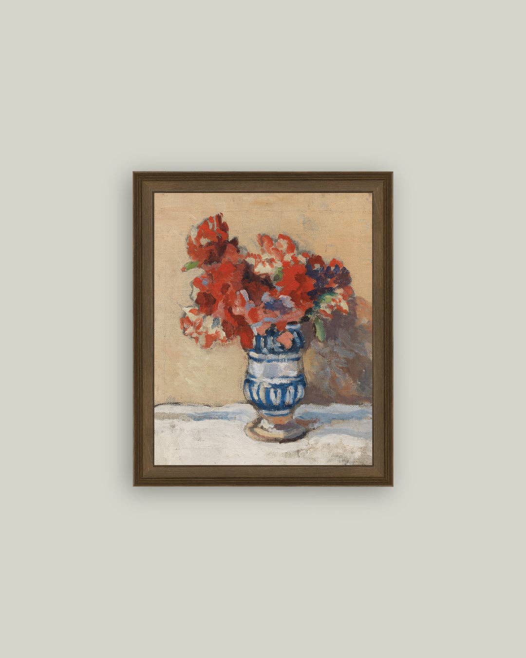 Red Flowers in Blue Vase: 8x10