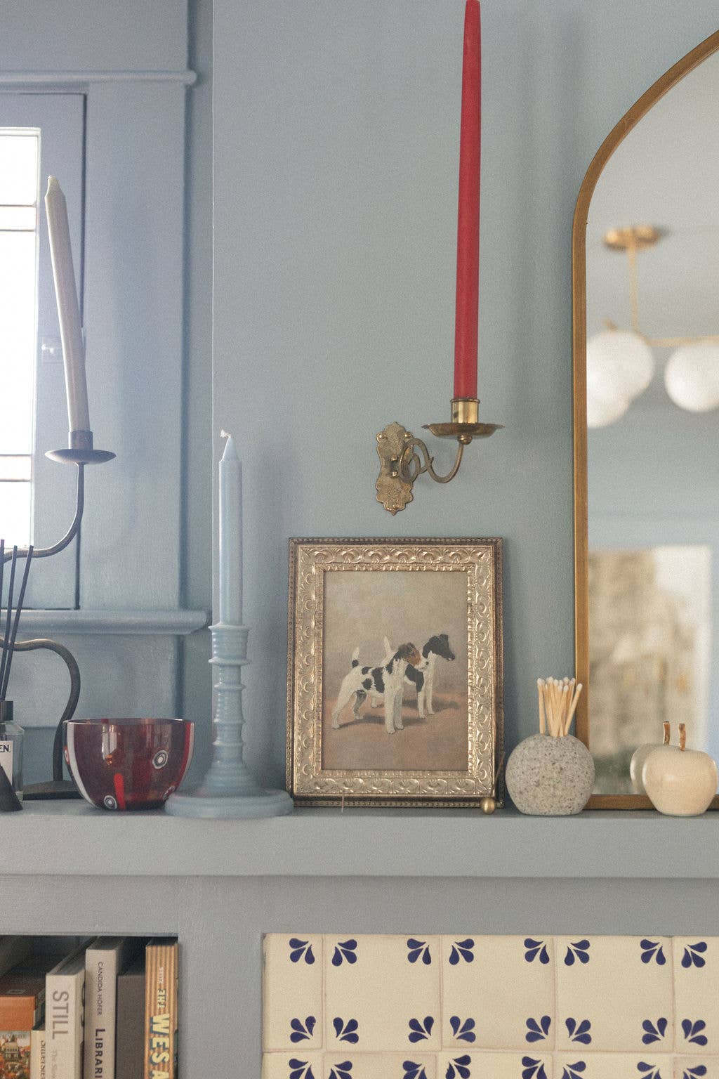 Two Fox Terriers Framed Antique Art: 8x10