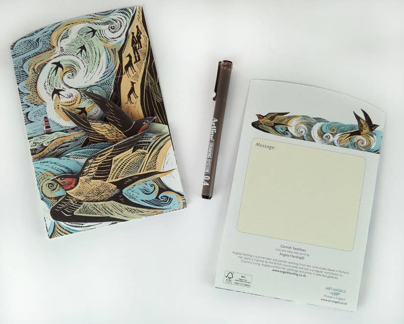 Cornish Swallows Concertina Card - Angela Harding