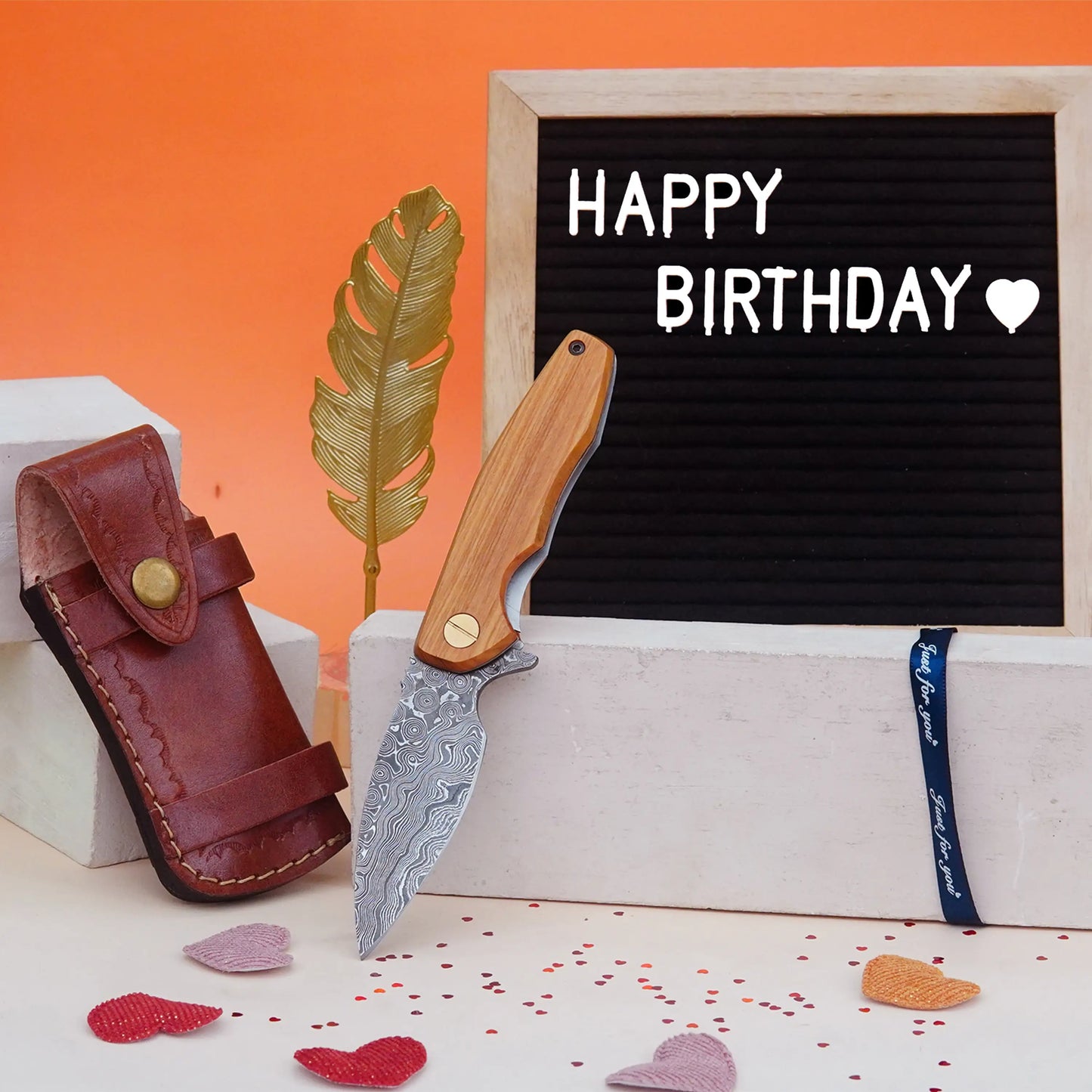 7.0' Handmade damascus pocket knife, Ball bearings fast open