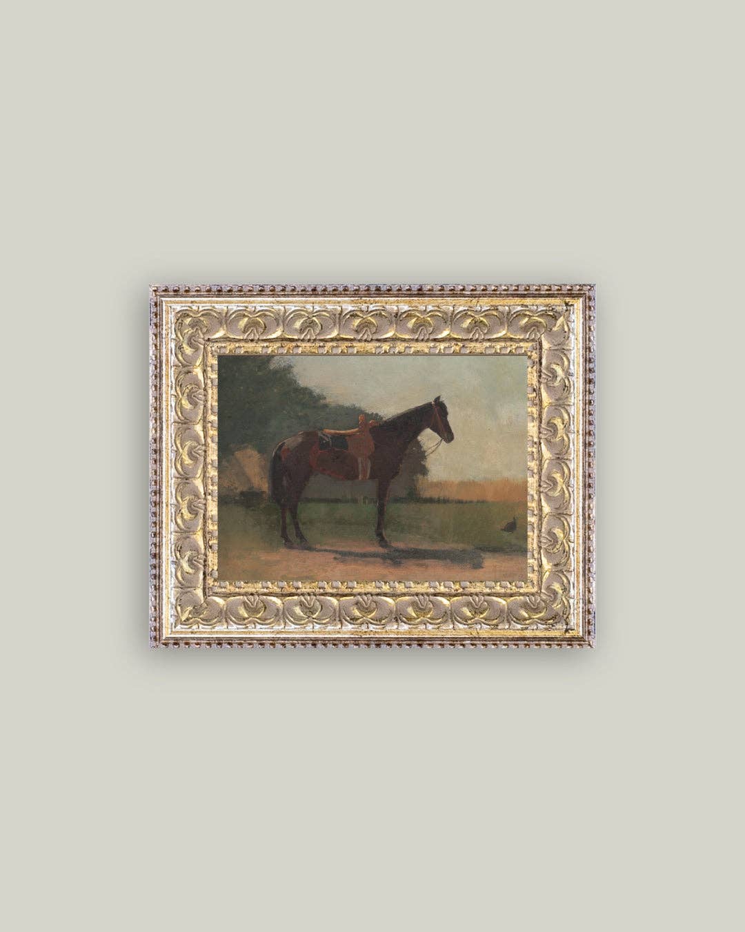 Saddled Horse Framed Antique Art: 7x5