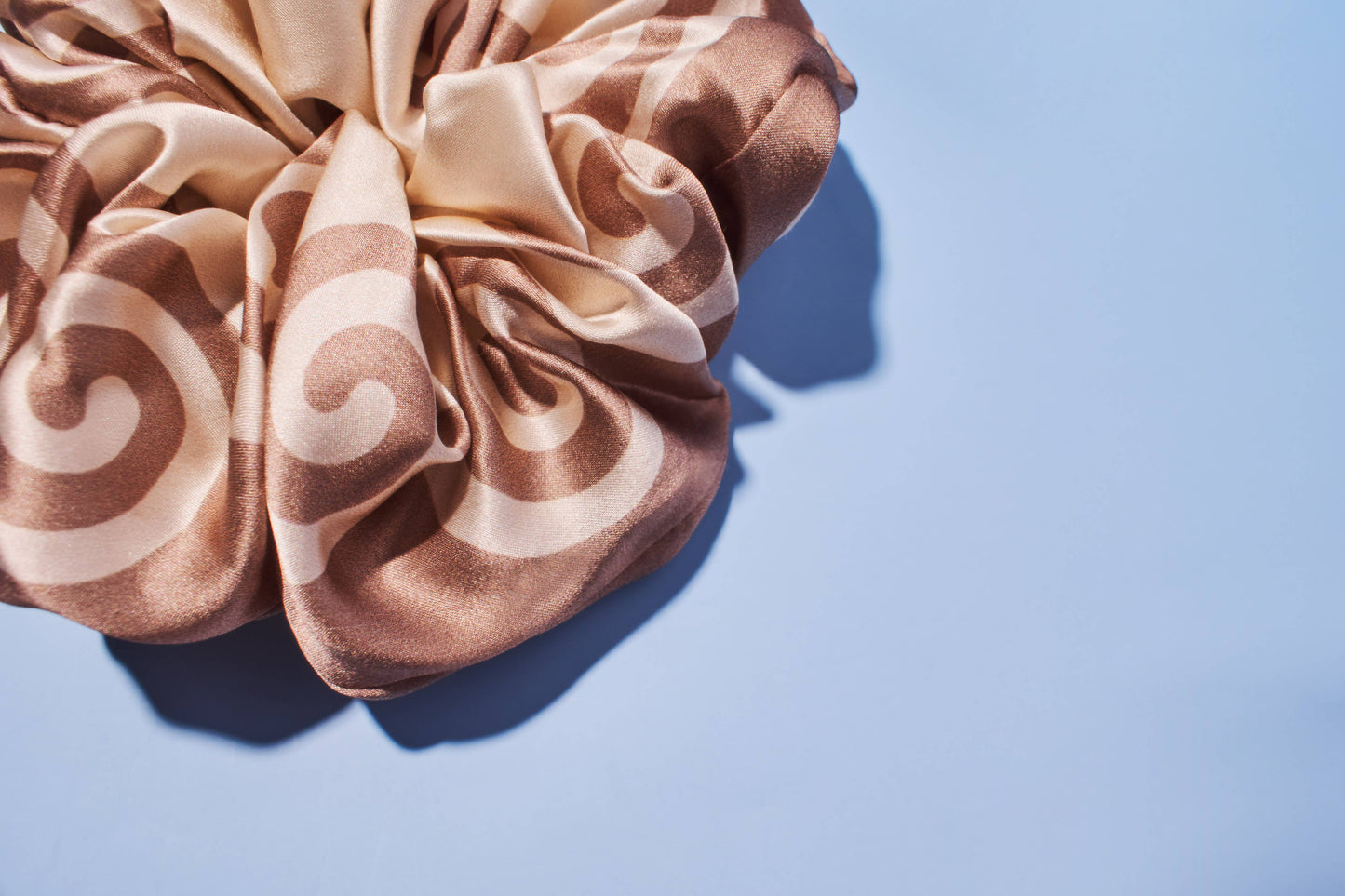 Meander Neutral Spiral Print 100% Silk Scrunchie