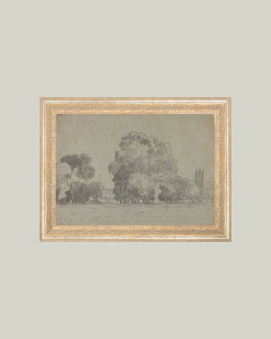 Grove Of Trees Framed Antique Art: 12x10