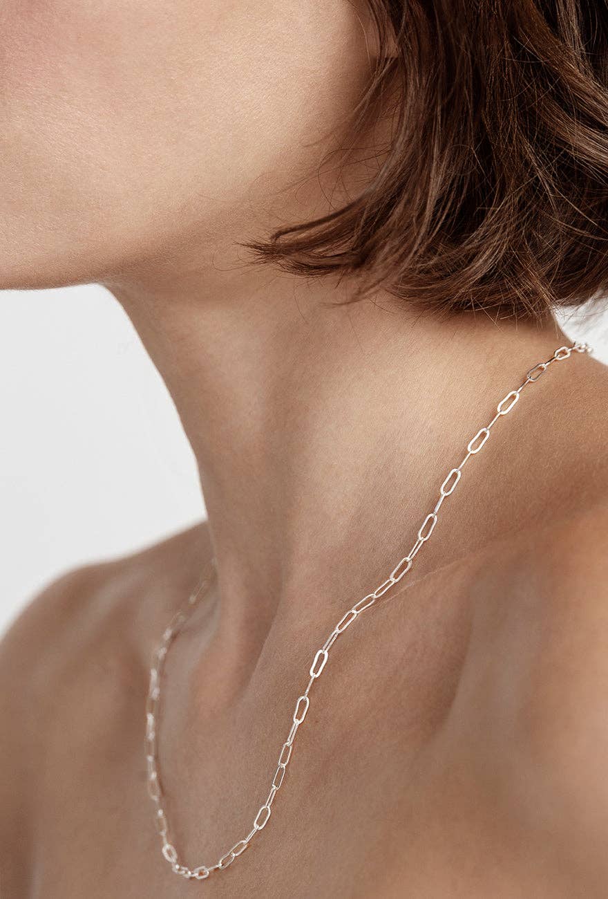 Drawn Cable Chain Necklace Sterling Silver