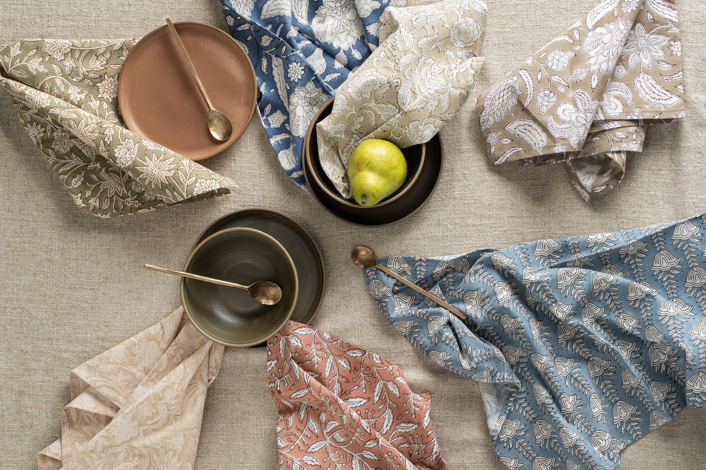 Bluebell Block Print Tea Towels S/2