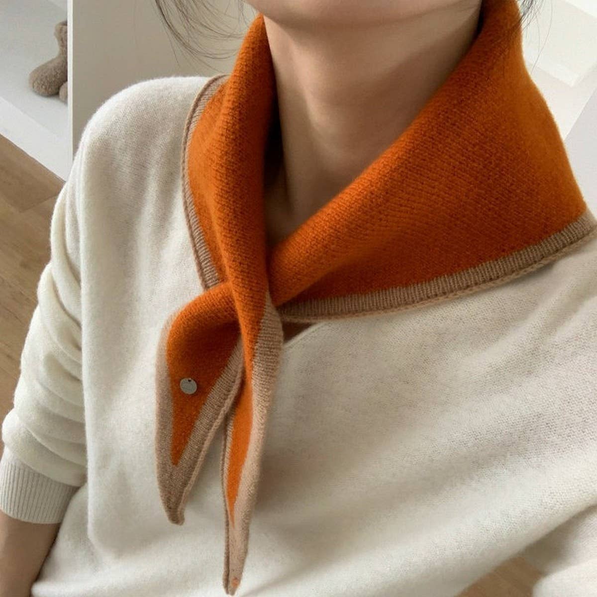 Colorblock Wool Triangle Shawl Cross - 3 colors