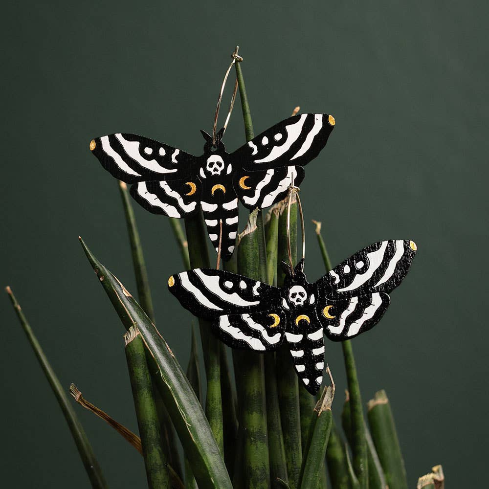 Death Moth Hoop Earrings - Halloween