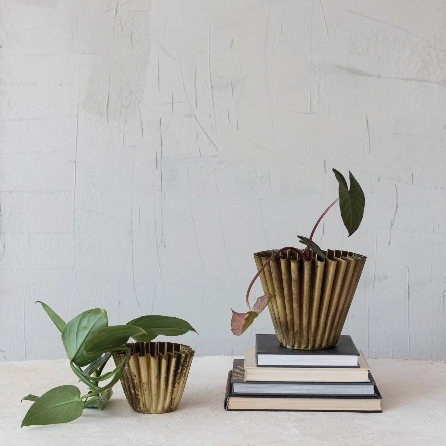 Fluted Brass Planter