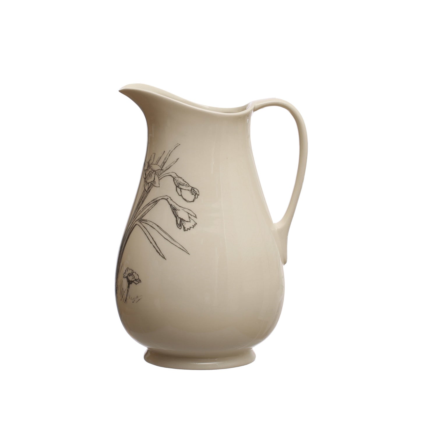 2 Quart Stoneware Pitcher w/ Flowers