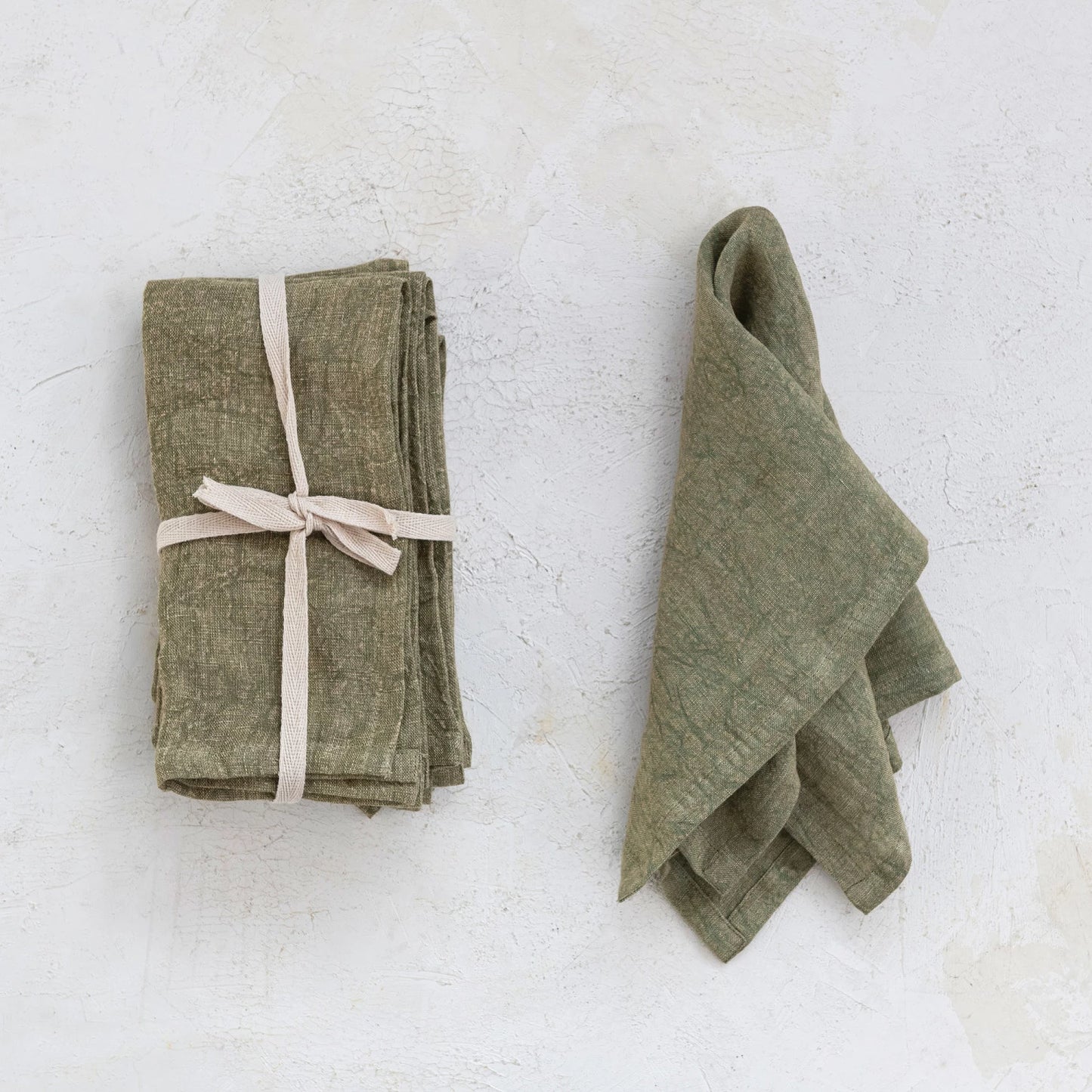 Stonewashed Linen Napkins (Set of 4) -- Olive