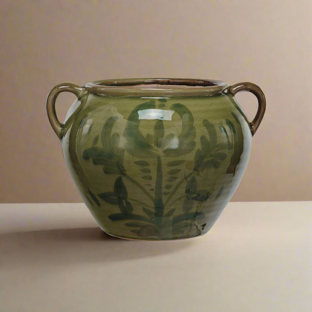 Hand-Painted Terracotta Urn