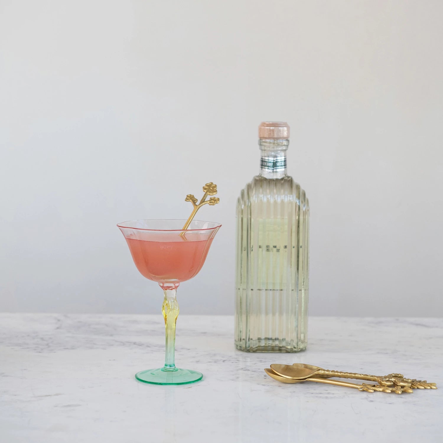 Tri-Colored Hand-Blown Stemmed Wine Glass