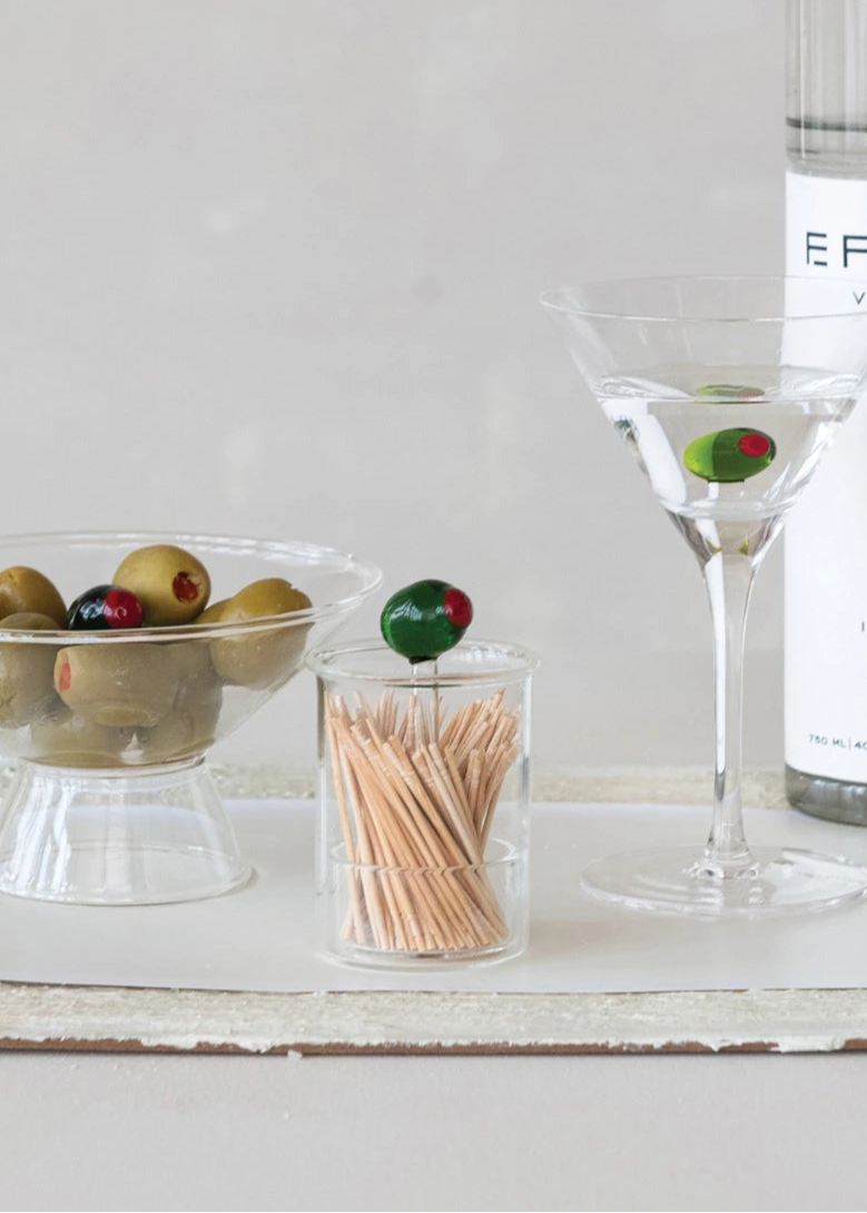 Hand-Blown Olive Toothpick Holder