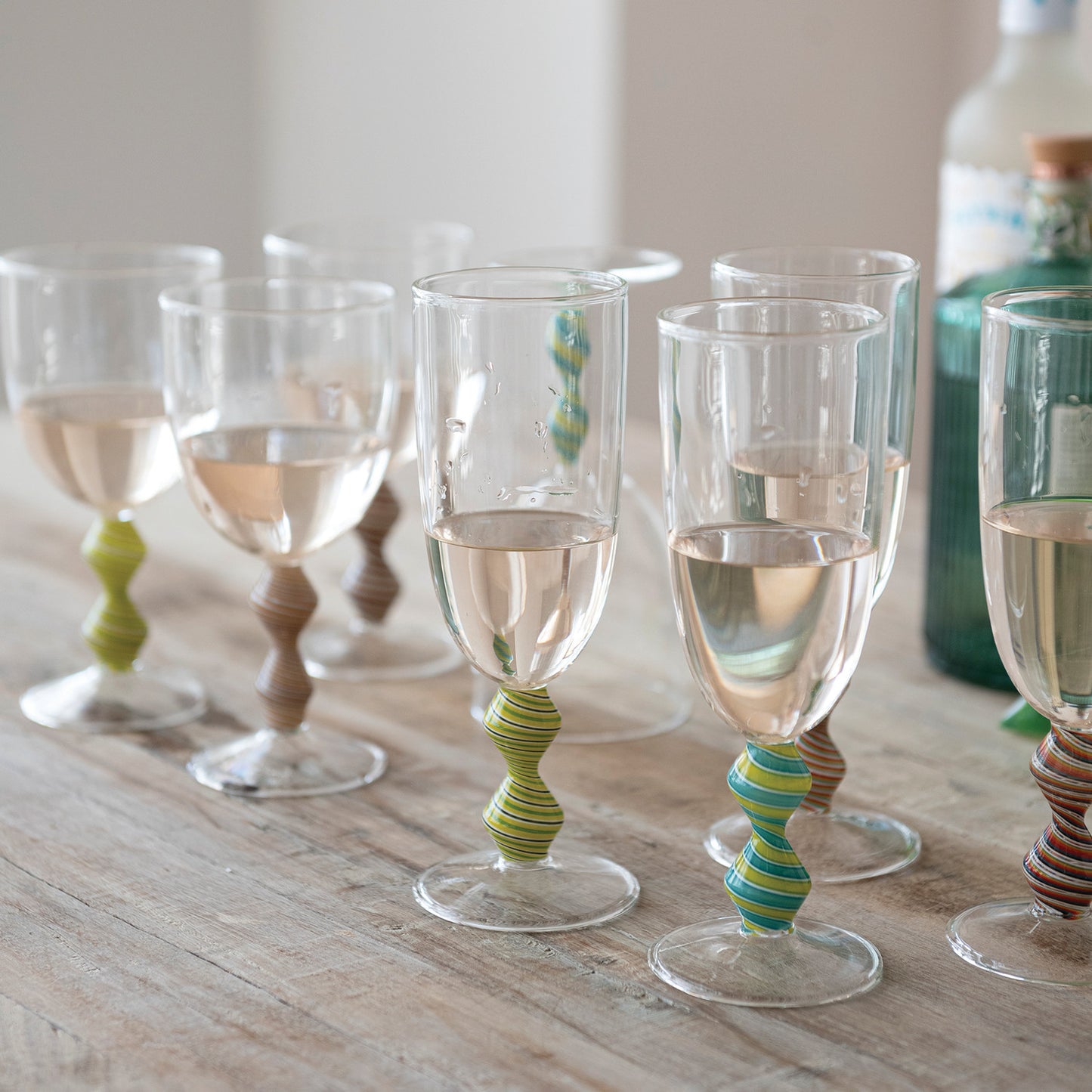 Striped Stem Glasses - 4 Colors