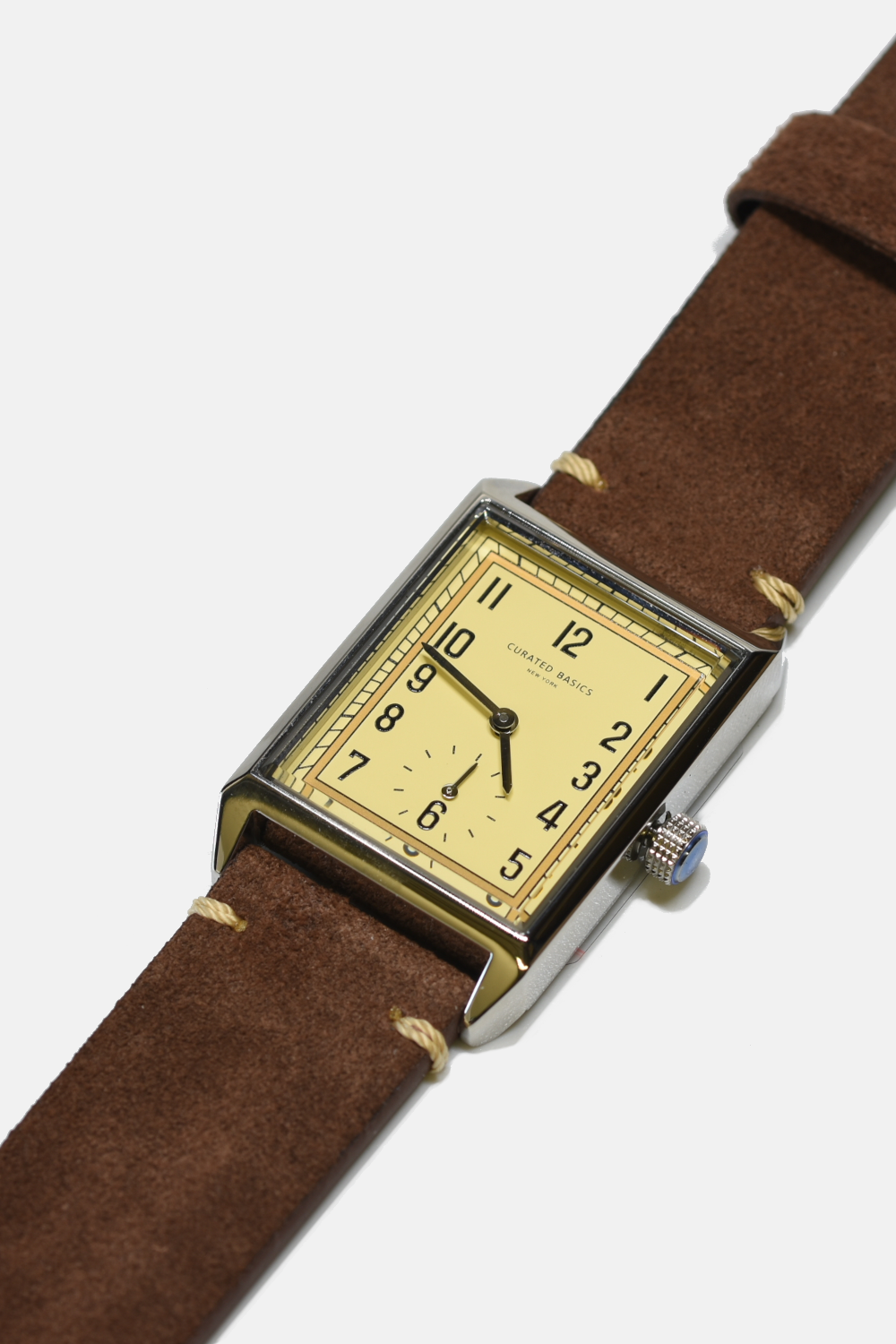 Classic Rectangular Watch: Dark Brown Suede