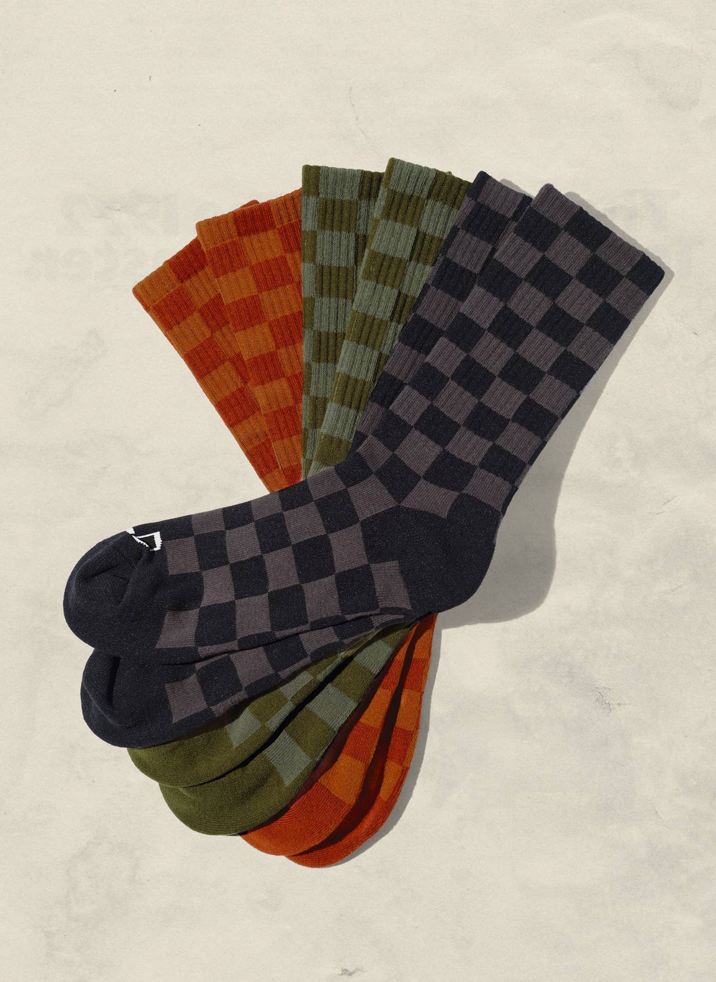 Tonal Checkerboard Socks- Rust