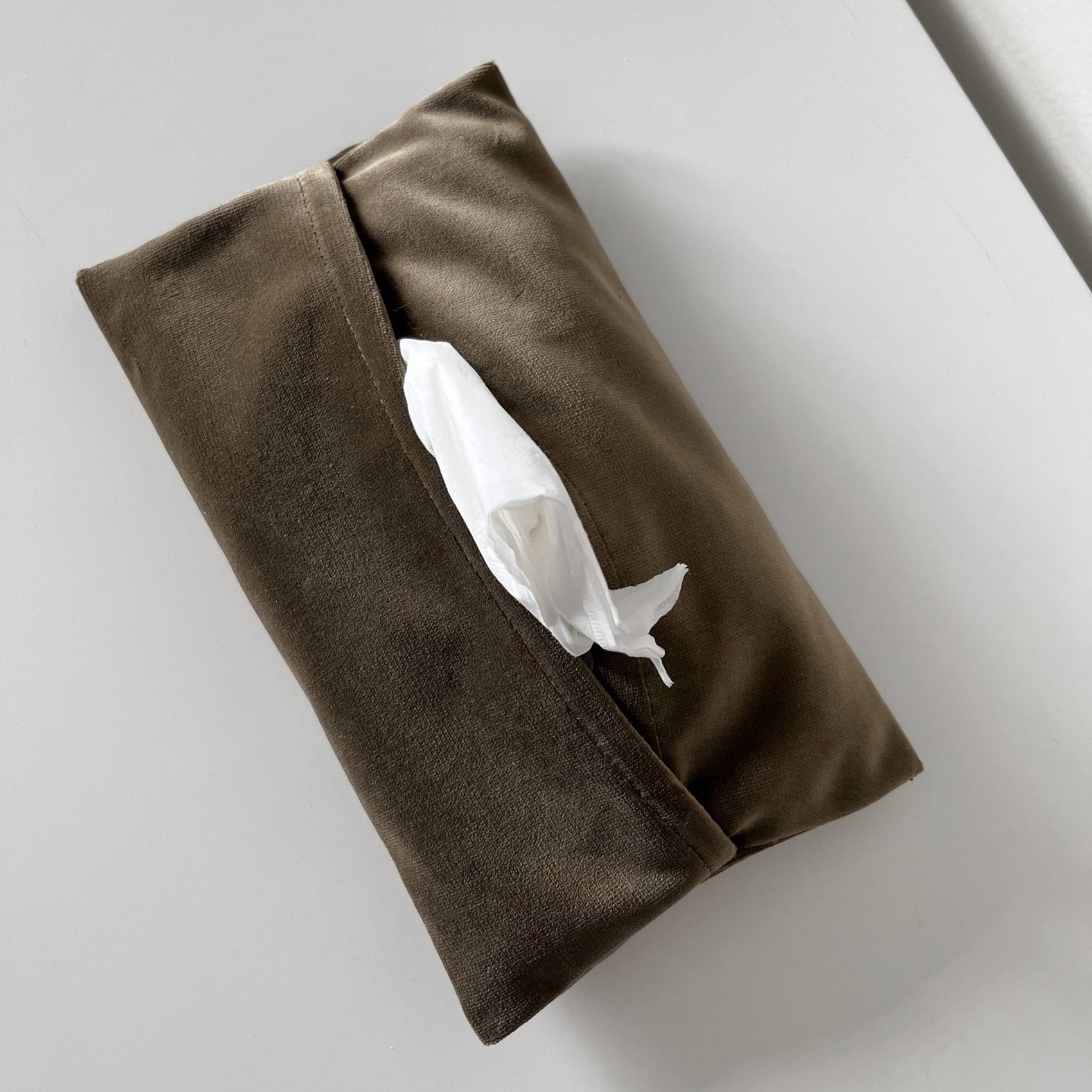 Fabric Tissue Holder | Olive Velvet