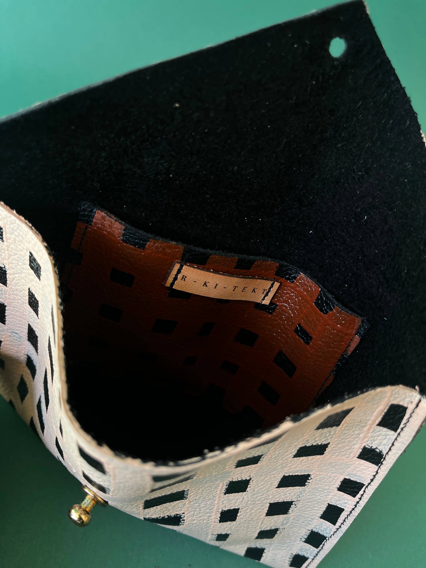 Leather Envelope Carryall - Grid- Warm Beige