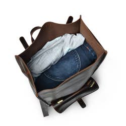 DuVall Leather Rolltop Backpack - Deep Brown