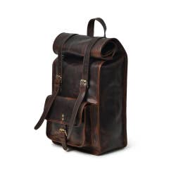 DuVall Leather Rolltop Backpack - Deep Brown