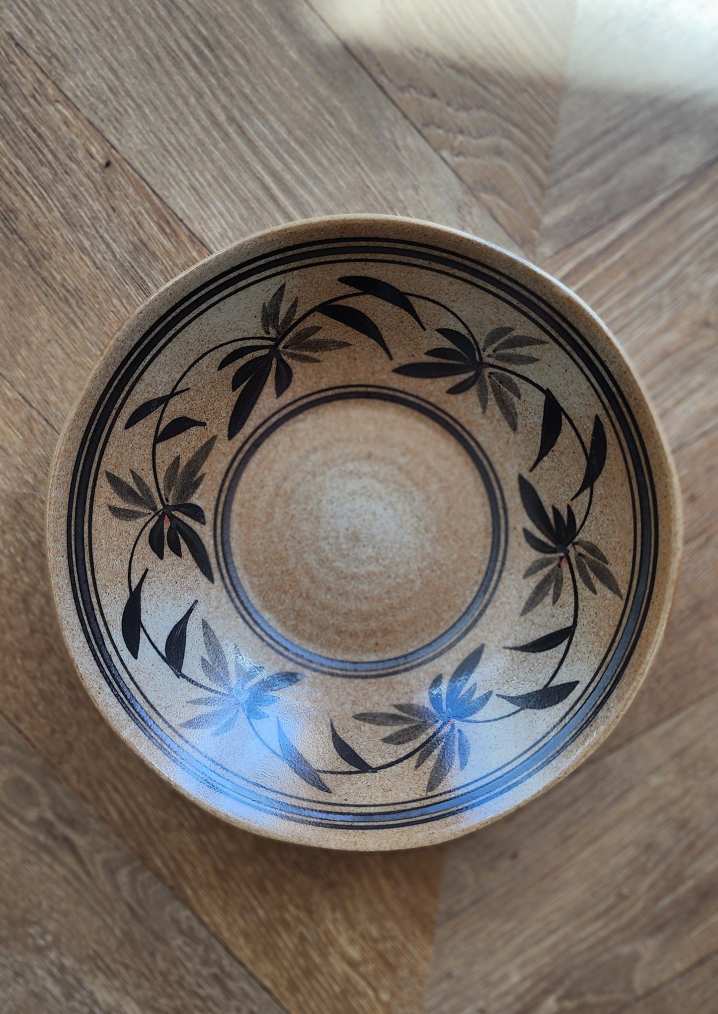 Hand-Painted Stoneware Serving Bowl