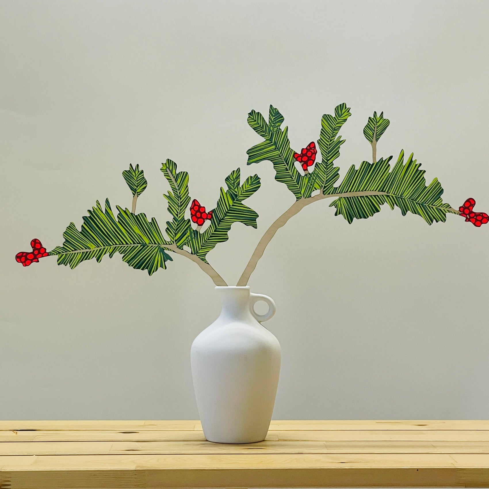 Wooden Forever Wintergreen Branch