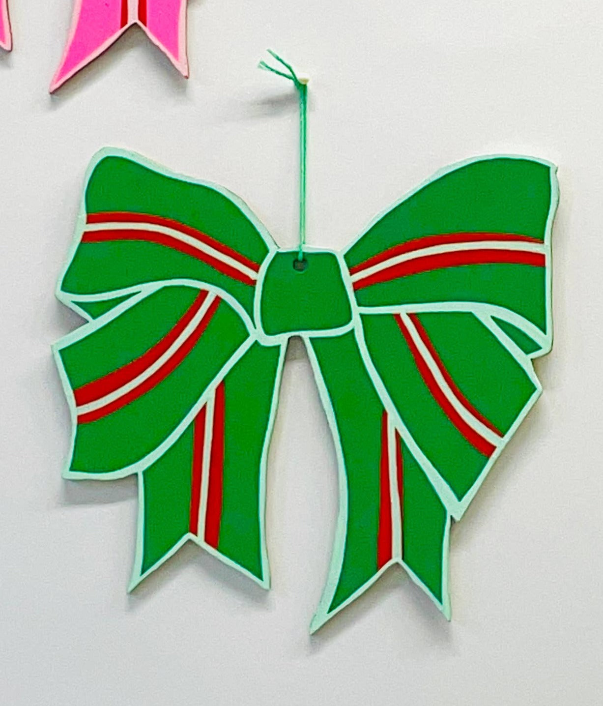 Wooden Ribbon Wall Charm - Green