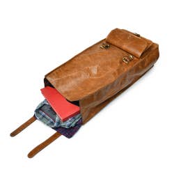 DuVall Leather Rolltop Backpack - Tan