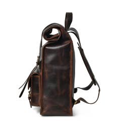 DuVall Leather Rolltop Backpack - Deep Brown