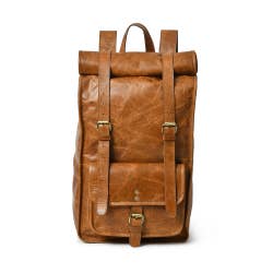DuVall Leather Rolltop Backpack - Tan
