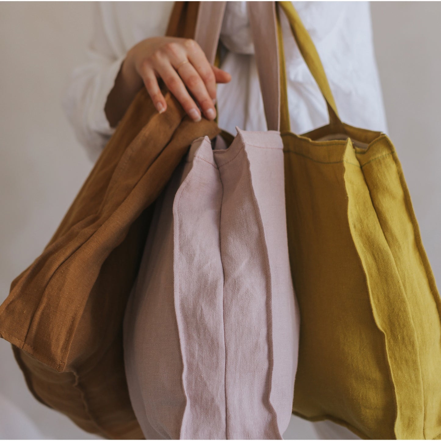 Luxury Linen Tote - Mustard