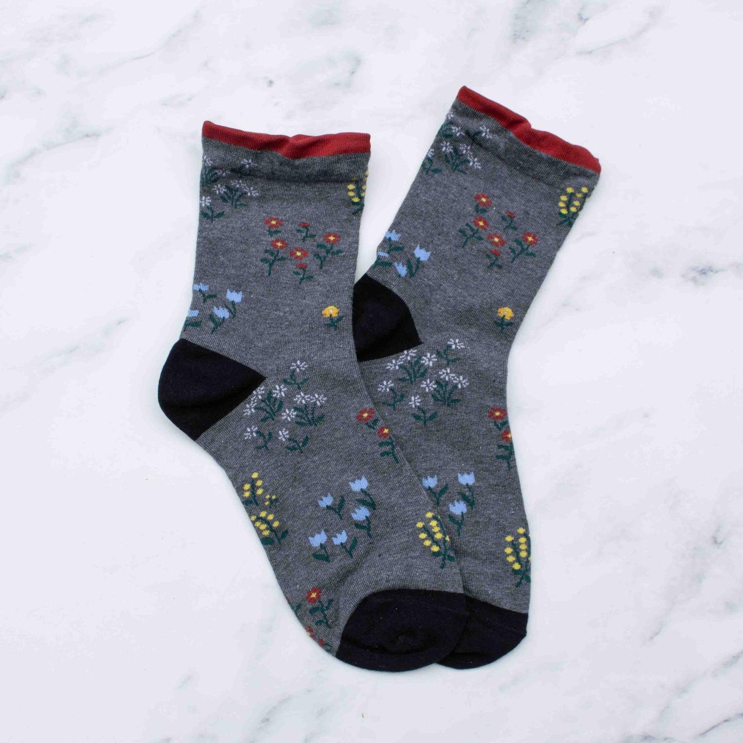 Women's Penelope Floral Casual Socks: Rust/Taupe