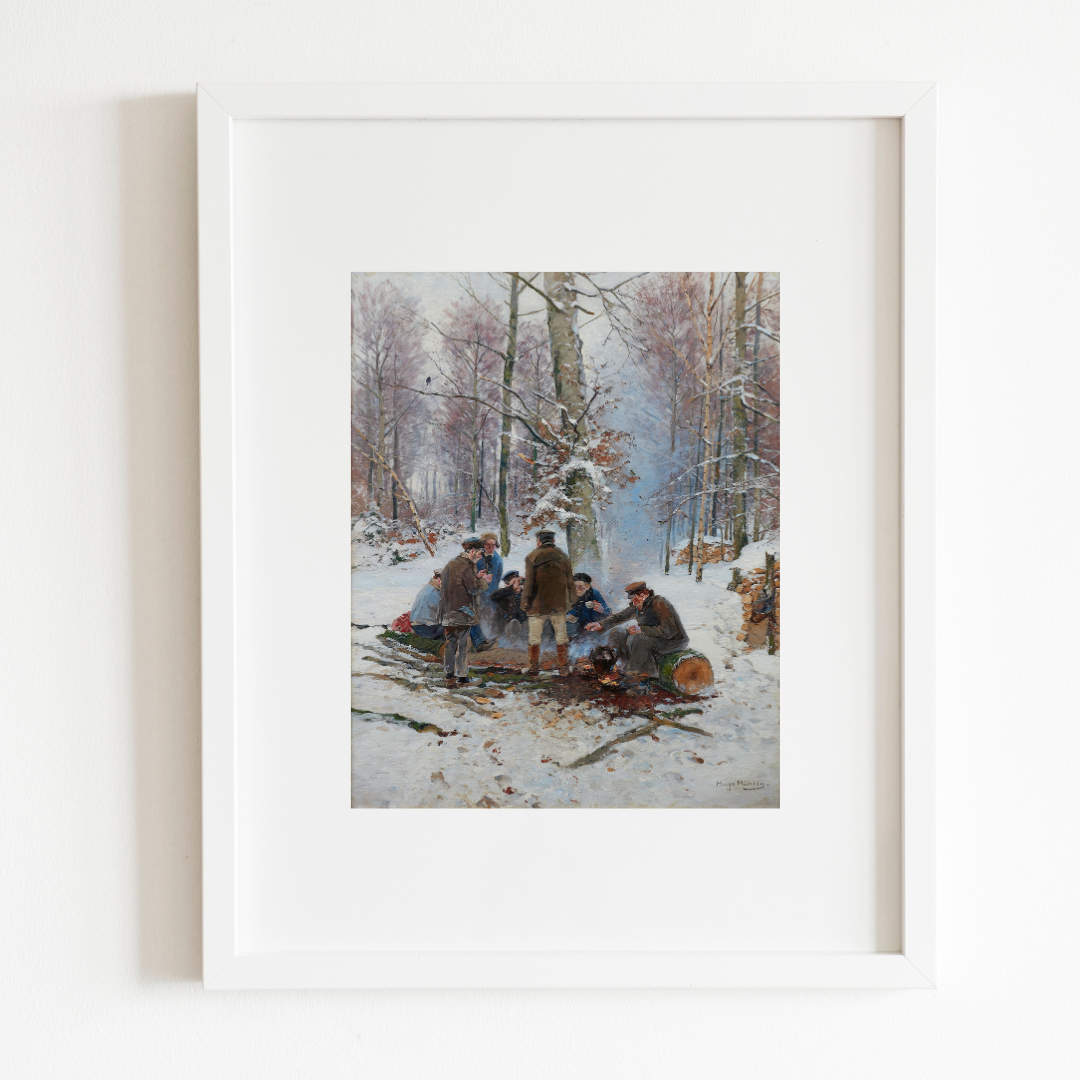 Lumberjack by the Fire Antique Art Print