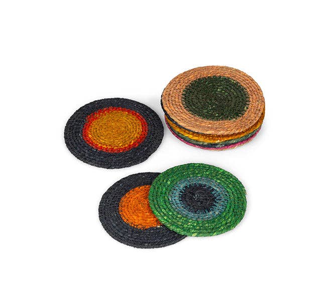 BRITISH COLOUR STANDARD Seagrass Coaster, 4.5" D - Tuscan Yellow / Guardsman Red