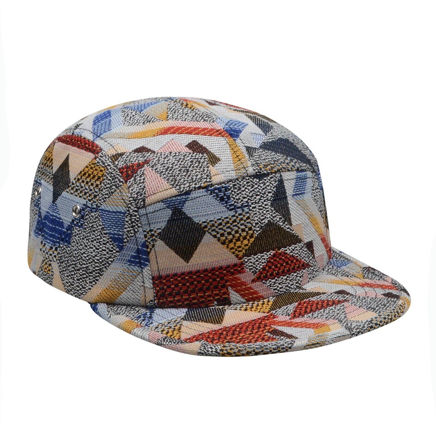 Hatphile XL Patchwork Jacquard 5 Panel Hat Camp Cap: Geo Turquoise XL