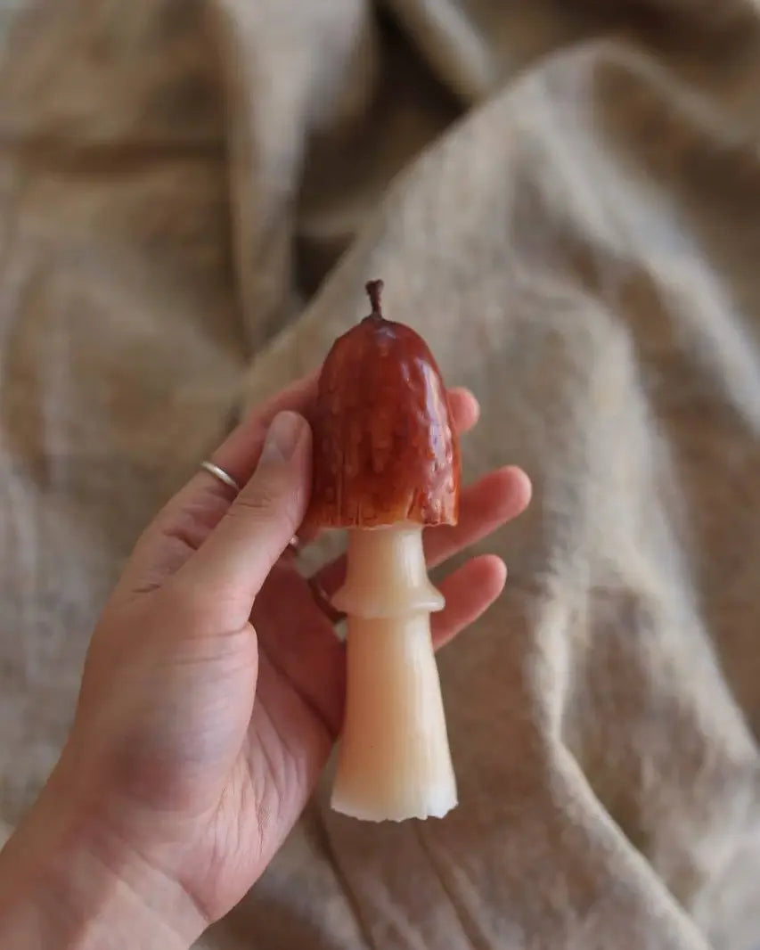 Handmade Mushroom Beeswax Candle — Umbrella Design