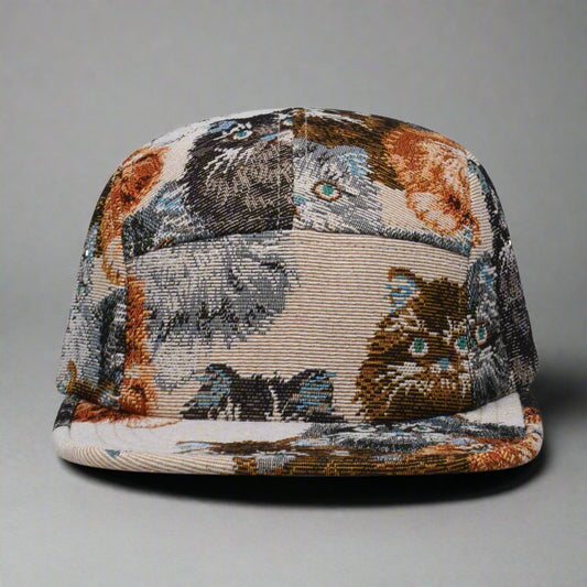 Cat Jacquard 5 Panel Hat