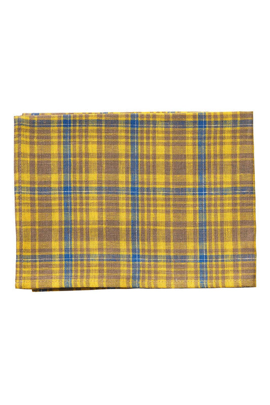 Linen Kitchen Cloth -- Yellow and Blue Tartan