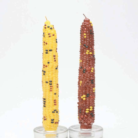Multi Harvest Harvest Corn Taper Candles Set Of 2 - Multi