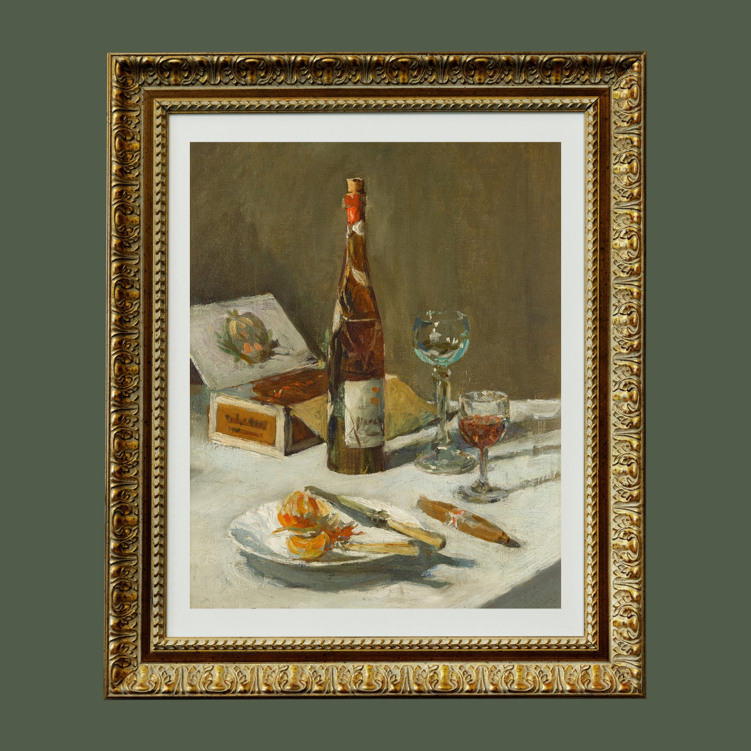 Wine and Cigars Still Life Antique Art Print