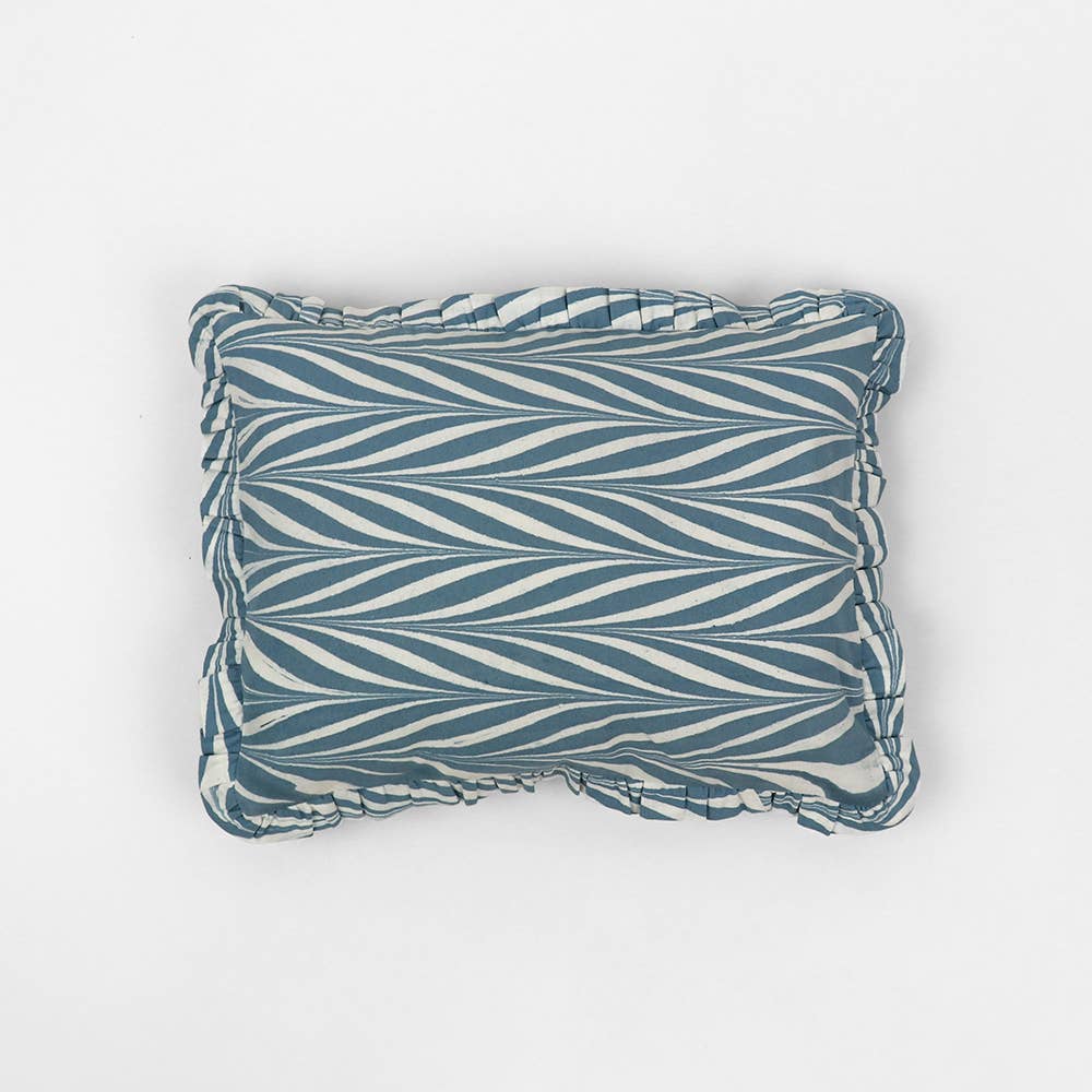 Blue Banyan Block Printed Ruffle Pillow