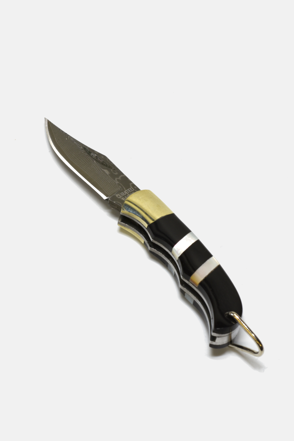 Ox-Horn with Pearls Striped  Inlay Folding Knife